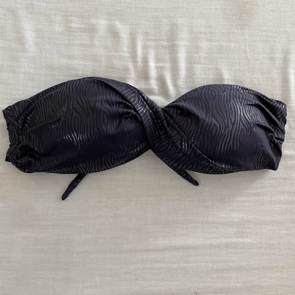 Maia Biquinis Brazilian Black Zebra Bandeau Bikini Top | Size M